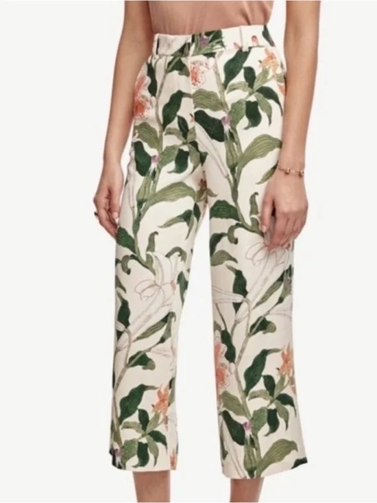 Ann Taylor Floral Wide-Leg Crop Pants - flowy pants - Picture 1 of 16